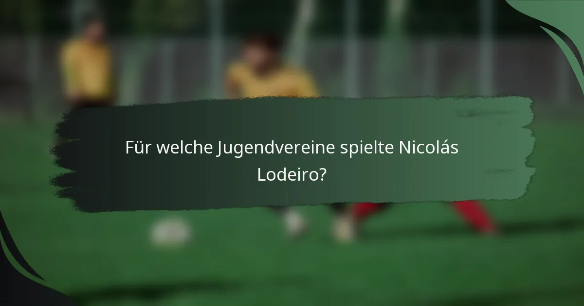 Für welche Jugendvereine spielte Nicolás Lodeiro?